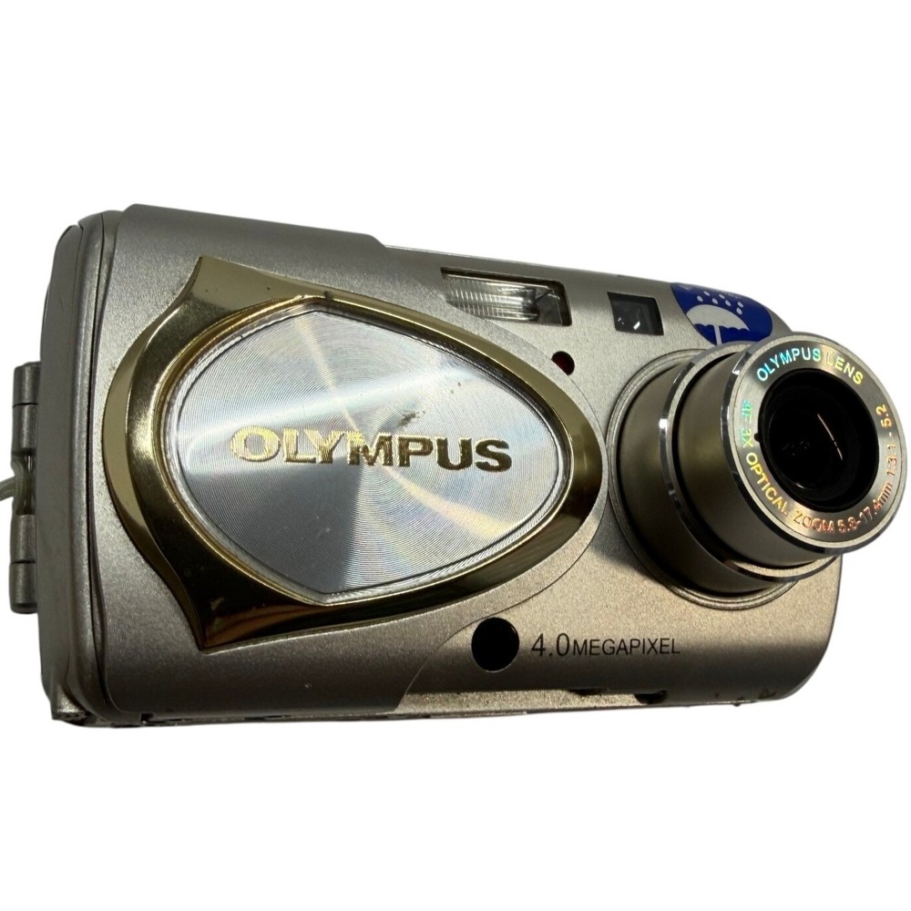 Olympus Stylus 400 Digital Camera 4.0MP 3x Optical Zoom All-Weather Silver Y2K
